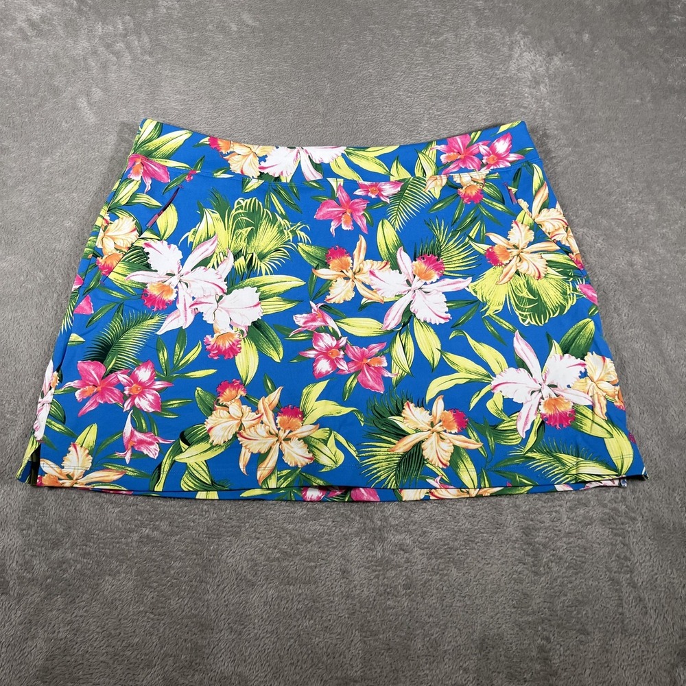 Tommy Bahama IslandZone Skort Womens XL Blue Tropical Floral Golf Tennis Stretch